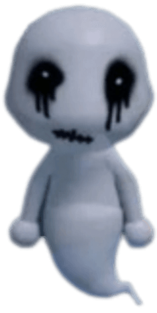 Ghost Animal Hospital Anomaly homepage card showing a translucent white floating ghost with black tear-streaked eyes, white pupils, stitched mouth, and a ghost tail