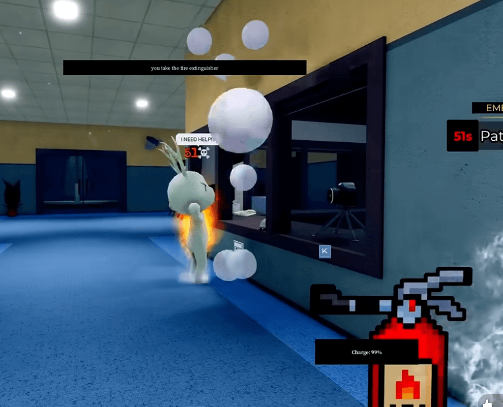 Patient on Fire Animal Hospital emergency screenshot at the front desk