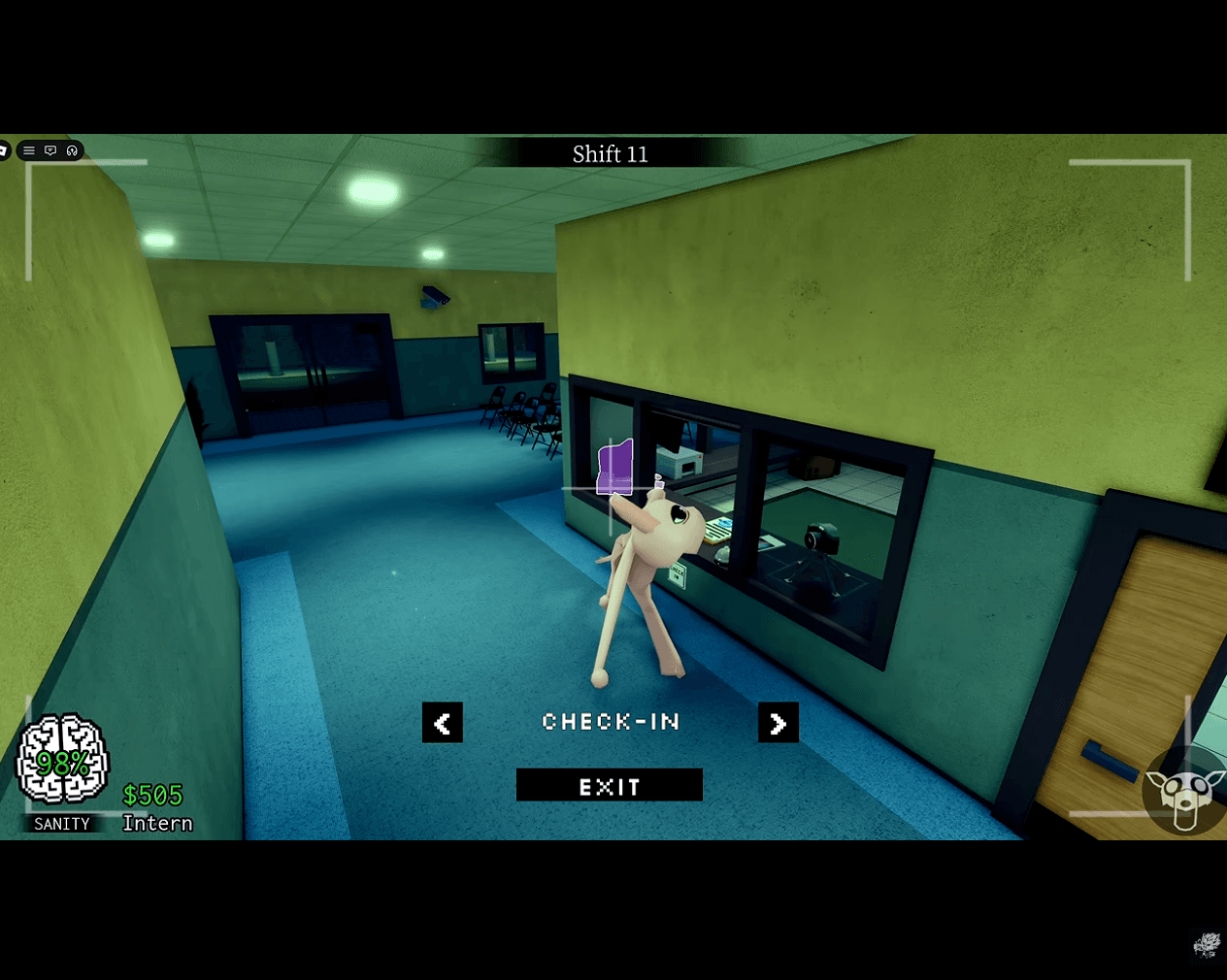 Stretched Body on CCTV Animal Hospital anomaly screenshot with long distorted limbs