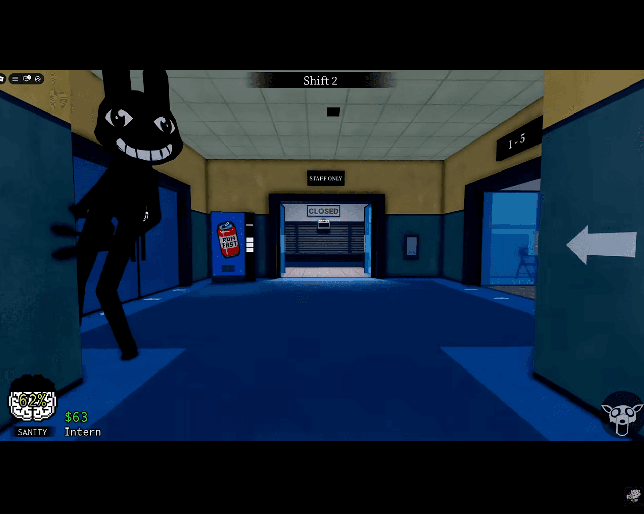 Tall Shadow Monster Animal Hospital anomaly event screenshot in the corridor