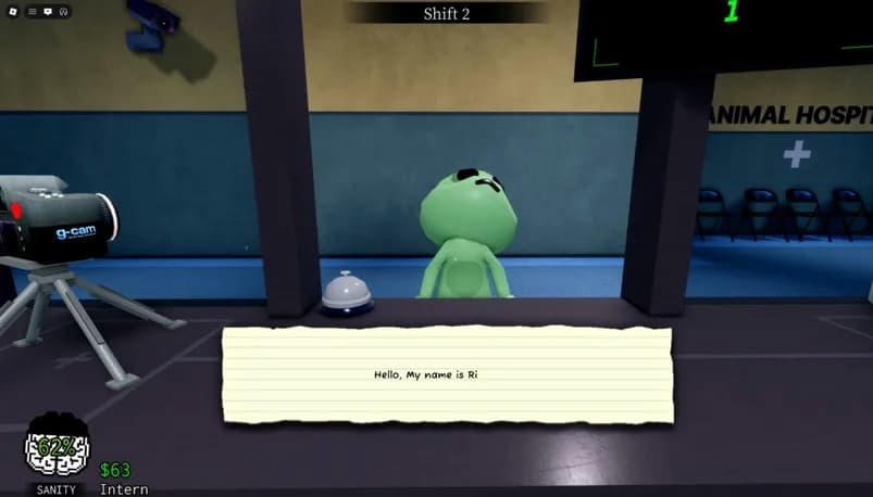 Twitching Animal Hospital anomaly screenshot showing a patient jerking its head back